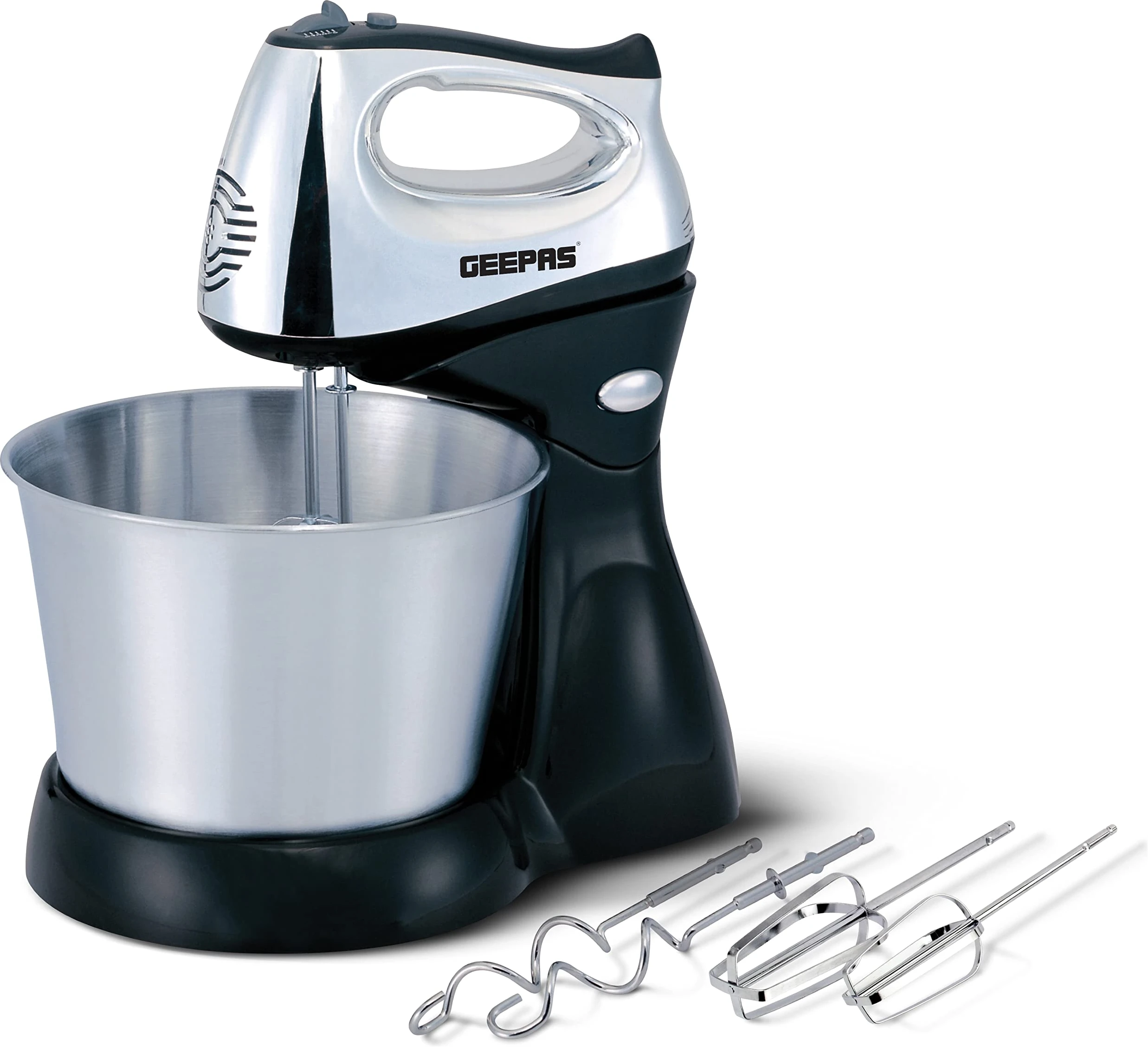 Geepas Stand Mixer , GHM5461 , 240 Volts -Black/Silver