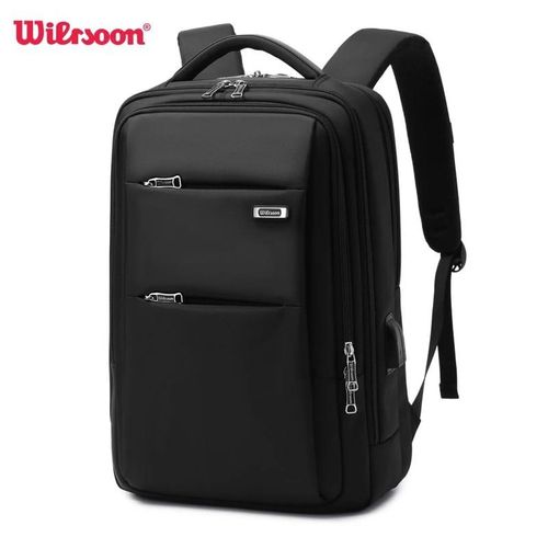 Wiersoon Backpack Laptop Waterproof 15.6 Inch Daily Work Business Backpack Men School back pack mochila Men's Backpack Female- Black