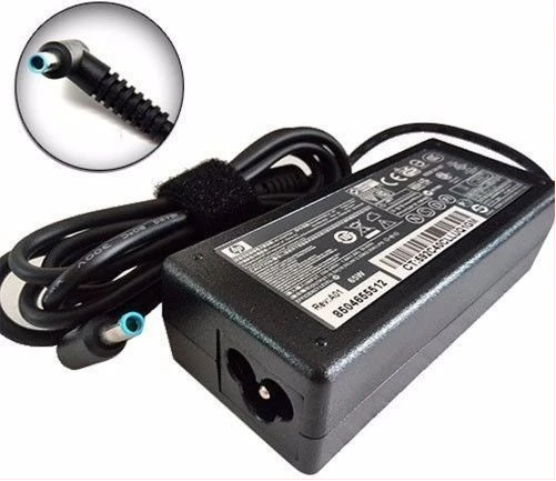 HP Laptop Charger; 65W Power Adapter & Small Blue Pin (19V 3.3A ) - Black