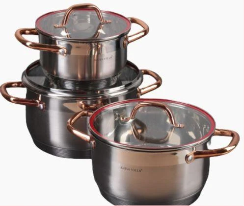 3 Piece Stainless Steel Saucepans/Cookware Pots- Silver