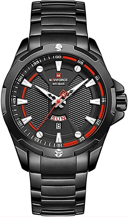 NAVIFORCE Men's Stainless Steel Waterproof Watches Casual Fashion Multifunctional Day Date Analog Quartz Wristwatch