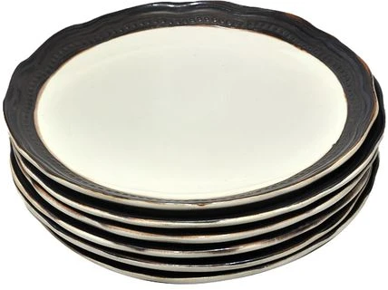 Band Dinner Plates, 6PCS - Black, Gold