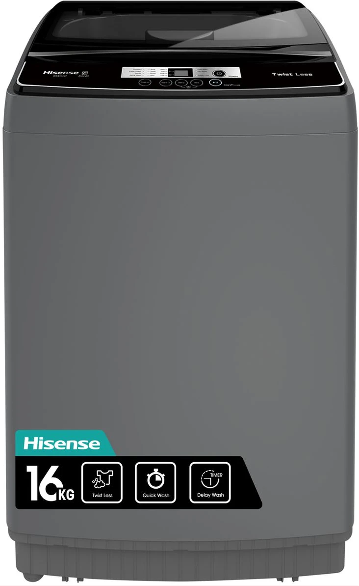 Hisense 16kg Top Loading Washing Machine Free Standing Model WTQ1602T  - Grey (2YR WRTY)