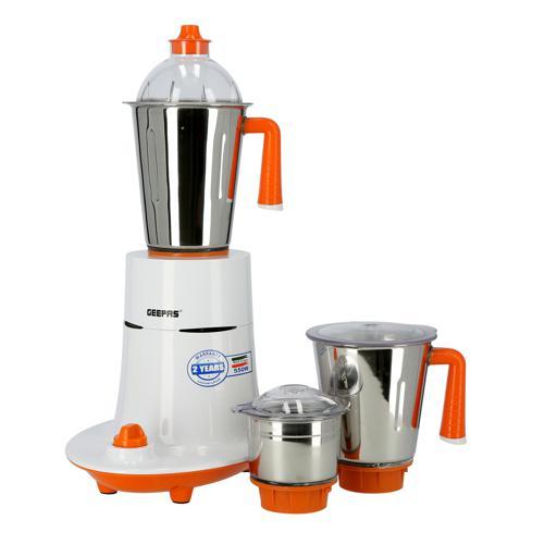 Geepas GSB5080 550W 3-in-1 Mixer Grinder - Stainless Steel Jars & Blades - 3 Speed, Safety Twist Lock - Perfect for Dry & Wet Fine Grinding