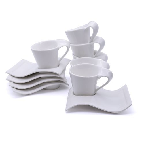 6 Pieces Of Cups And 6 Saucers -White