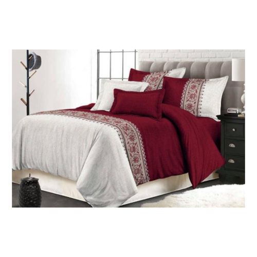 Bedcover,1Bedsheet & 2Pillowcases - Red White