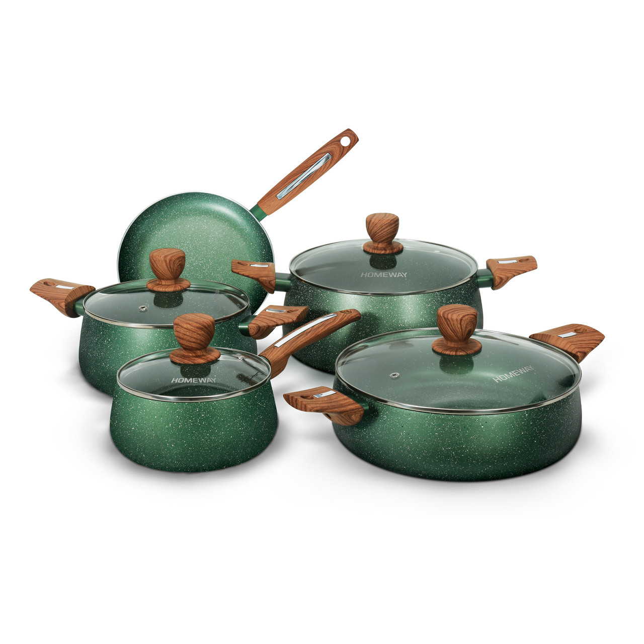 Homeway 9 Pcs Marbella Series Non-Stick Marble Cookware Set - HW3691