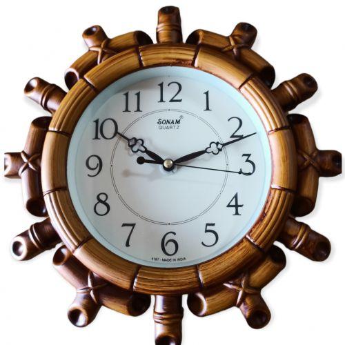 SONAM Quartz Wall Clock with Round Dial Shape - Wood Brown