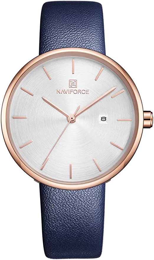 NAVIFORCE Original Women's Girls Simple Style Quartz Leather Strap Date Wrist Watch