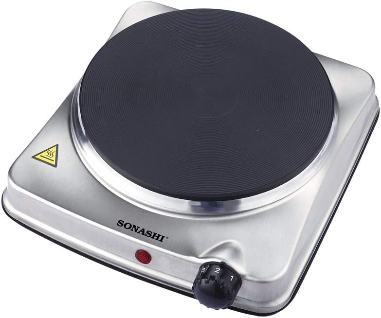 Sonashi Electric Hot Plate Single Burner SHP-610S – 185MM, 1500W Class 1 Hot Plate with Stainless Steel Body, Auto Thermostat, On/Off Indicator Light