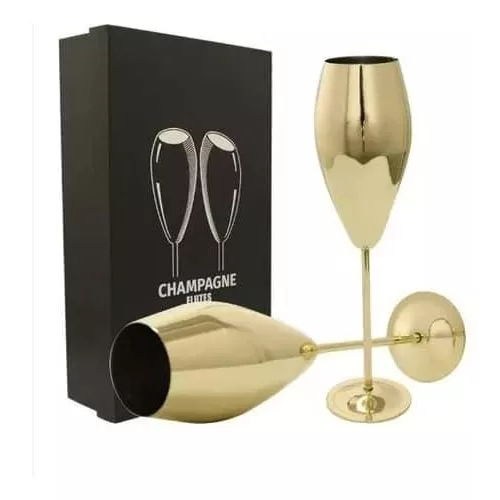 Ironable Stainless Steel Champagne Glasses, Pack of 2 Champagne Flutes Unique Gift For Birthdays, Weddings, Parties, Anniversaries, Anti-Fall, BPA-Free, Stainless Steel Wine Glasses Goblet Cups -Multi