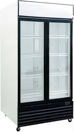 Venus 800-Litre Double Display Cooler VUSC800; Vertical Display Chiller, Double Door Showcase Refrigerator - Black