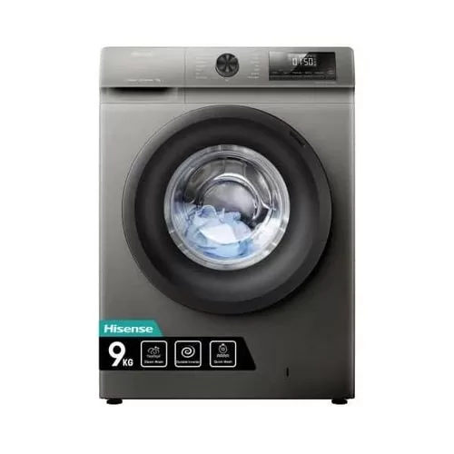 Hisense 9kg Front Load Washing Machine WFQP9014EVMT, Inverter Motor,  1400 RPM, Energy Class AAA+, Stop & Reload - Grey (2YR WRTY)