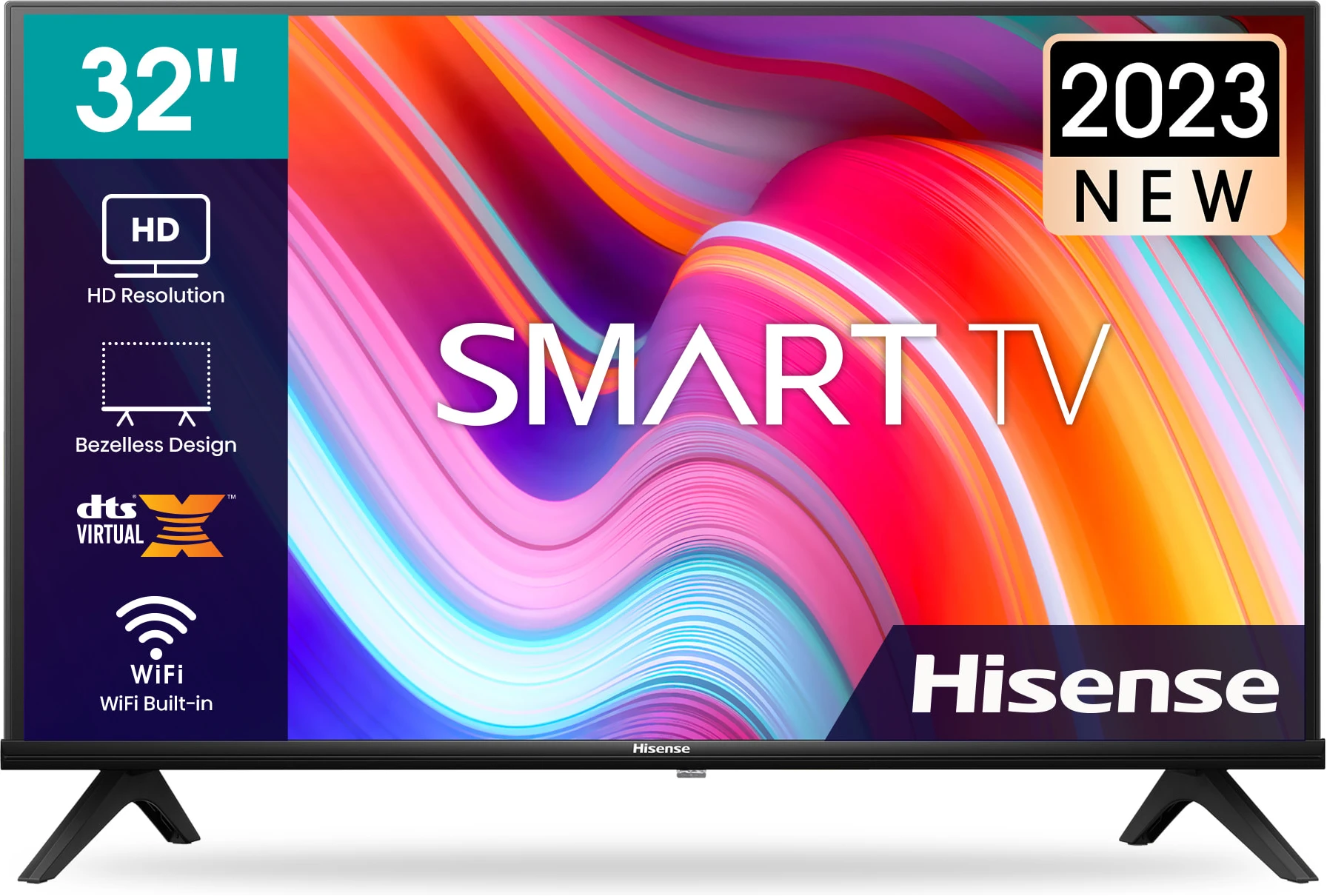 Hisense 32 Inch Smart VIDAA TV Frameless Flat Screen Smart TV, 32A4K (2023), HD, Bazeless Design - Black (3YRs WRTY)