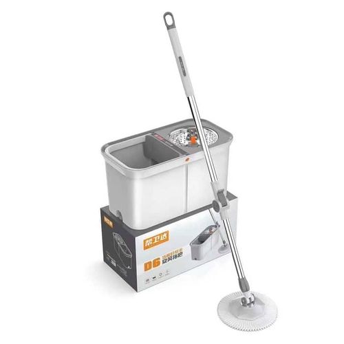 Microfiber Spin Mop & Bucket Set For Floor Cleaning, Includes Mop Head With Detachable Steel Basket
