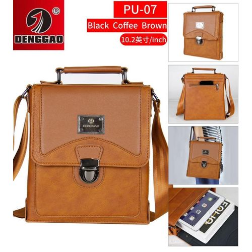 DENGGAO 10.2 Inch Leather Messenger Crossbody Shoulder Bag For Men Work Business Casual Adjustable Straps- Multicolor