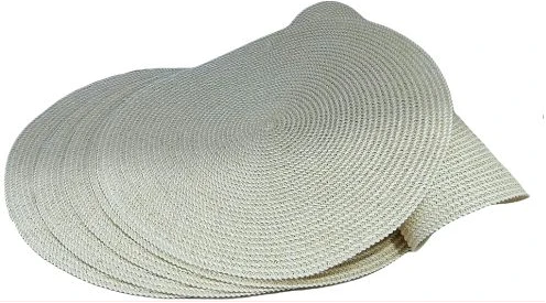 6 Pc Round Decorative Placemats Table - Cream