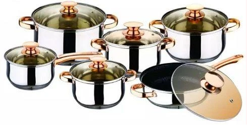 12 Pieces Heavy Stainless Steel Saucepans/Cookware Pots, Silver
