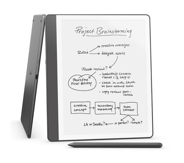Amazon Kindle Scribe (32GB) - Your notes, documents and books, all in one place. With built-in AI notebook summarization. Includes Premium Pen - Tungsten