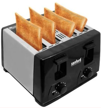 Sanford 4 Slice Stainless Steel Bread Toaster - Silver and Black
