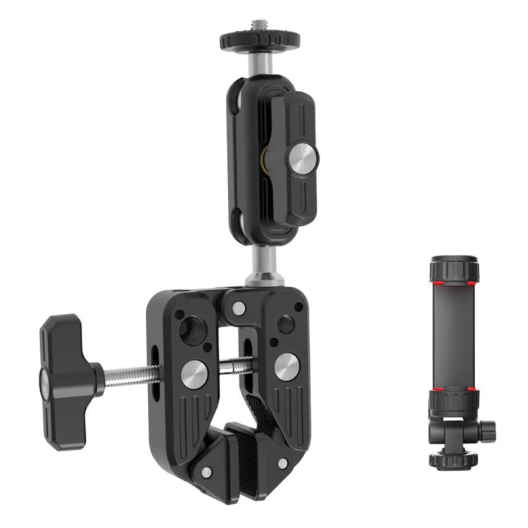 JMARY MS-90 For Action Cameras Super Clamp Mount Magic Arm Double Ball Head Adapter