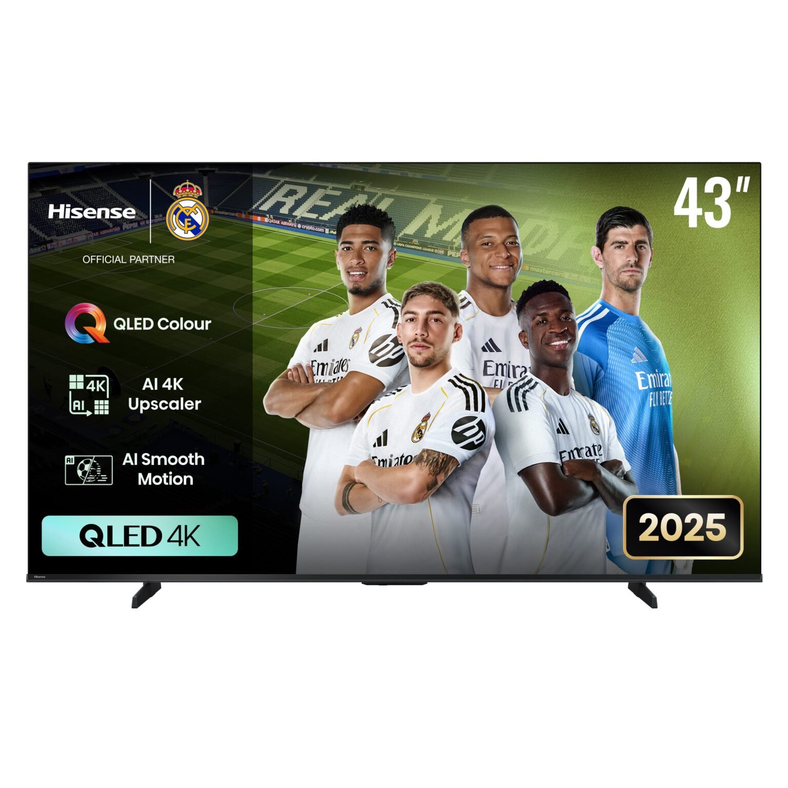 Hisense 43 Inch 4K QLED Smart TV 43Q6Q (2025 Model), AI Smooth Motion, Wi-Fi, HDMI & USB, Filmmaker Mode, AI 4K Upscaler Dolby Vision & Atmos, AI-powered Visual And Sound Enhancement, Game Mode Plus, 