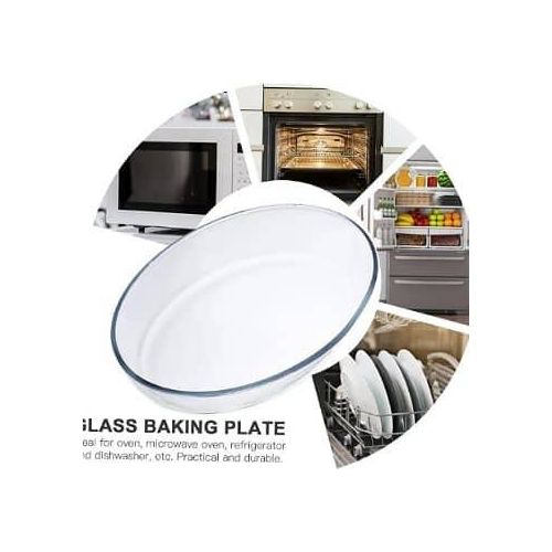 1.4L Borosilicate Glass Baking Tray Transparent Microwave Oven Safe Utensils Oval Bread Moulds For Baking Dishwasher & Freezer Safe Multipurpose Use Serving Dish Mixing Bowl