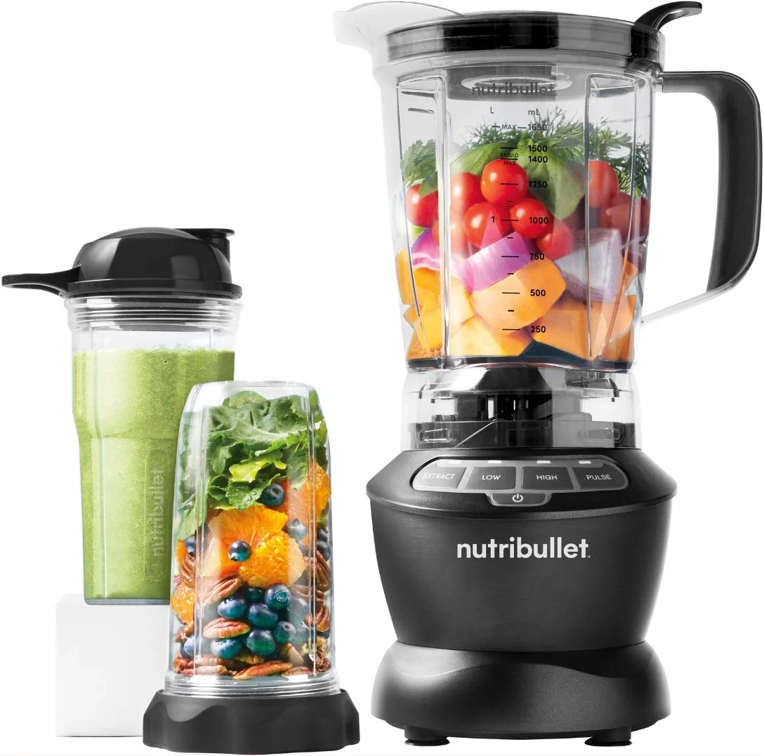 Nutribullet 1000W Combo Blender, USA #1 Mixer, Grinder, Smoothie Maker, Food Processor, "The Original Nutribullet", 3 Unbreakable Jars, 1.6L Extra Large Pitcher & Tamper, 2yrs warranty (Dark Grey)