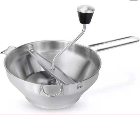 Potato Masher Food Mill For Straining Grating Fruits Vegetables, Silver