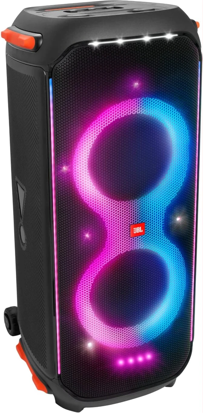 JBL PartyBox 710 - Party Speaker with Powerful Sound, Built-in Lights and Extra Deep Bass, IPX4 Splashproof, App/Bluetooth Connectivity, Made for Everywhere with a Handle and Integrated Wheels (Black)