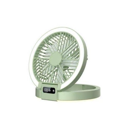 Foldable Desk Fan Quiet Table Fan Ultra-Thin - USB Rechargeable, Battery Operated 5 Speed With Light - Portable Desktop Fan For Bedroom, Office, Camping, And Outdoor Use