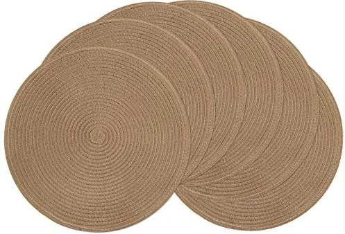 6 Round Decorative Placemats Table Mats- Brown