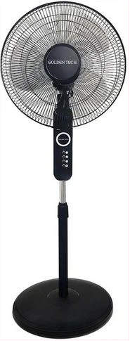 Golden Tech 16 Inch Stand Fan, 3 Speed Control, Copper Motor - Black
