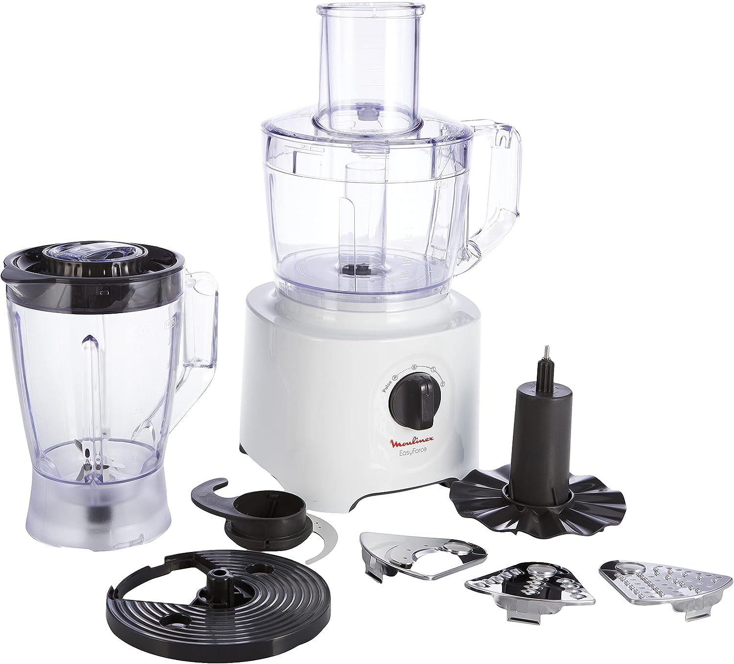Moulinex Food Processor, Easy Force 800 Watts, 6 Attachments, +25 different functions, 1.8 Liter and 2.4Liter Bowl capacity, FP247127