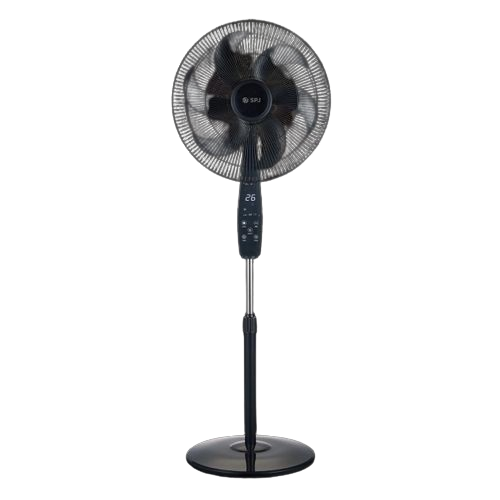SPJ 18 inch Adjustable Standing Smart Fan with Display and Remote Control - Black