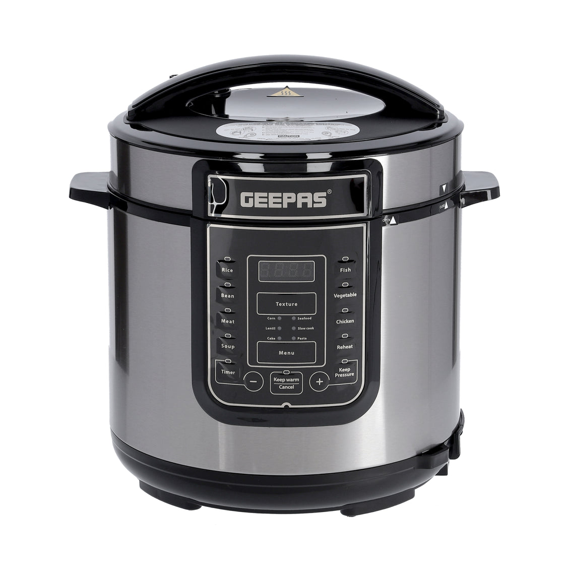 Geepas 6L  7-in-1 Electric Pressure Cooker, Steamer GMC 5326N,1000W, Digital Multicooker – Stainless Steel/Black – 14 Cooking Modes, Automatic Keep Warm & 24 Hours Preset Function – 2 Years Warranty