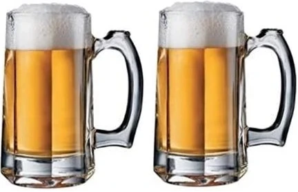 2 Pieces Of Heavy Glass Beer Glasses-Colorless