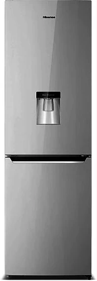 Hisense 341L Fridge RB341D4WGU;  (Net 262L: Fridge 196L + Freezer 66L) Double Door Defrost Refrigerator With Water Dispenser - Silver (3YRs WRTY)