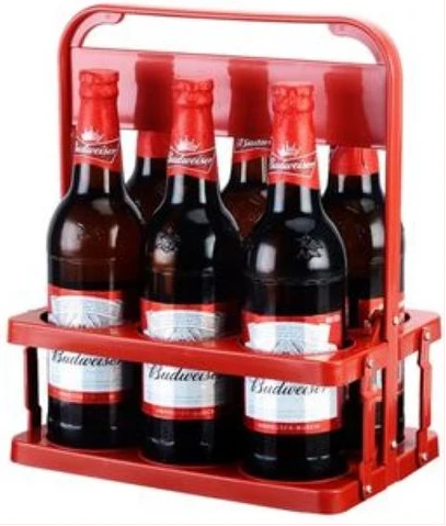 Plastic Foldable 6 Bottles holder Basket Rack, Red