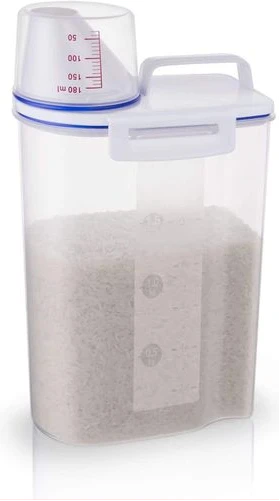 2 Litre Plastic Food Storage Rice Cereal Container Bin, White