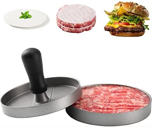 Hamburger Press Patty Maker BBQ Grill Sliders Beef Burger Press- Grey. ,