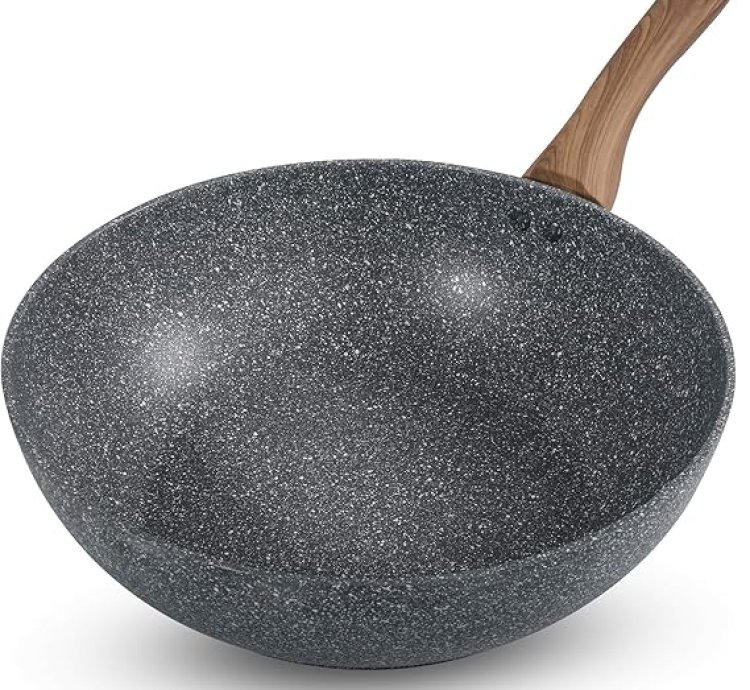 Homeway 30cm Marble Wok - Forged - HW3418