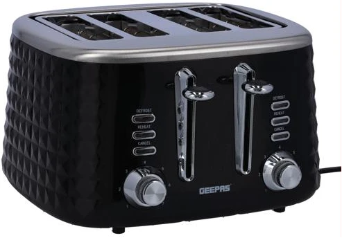 Geepas 4 Slice Bread Toaster GBT36537 - Adjustable 7 Browning Control 4 Slice Pop-Up Toaster with Removable Crumb Collection Tray, Self-Centering
