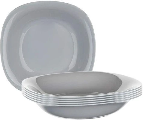 Luminarc 6 Pieces Of Luminarc Square Plain Bowl Soup Plates -Grey.