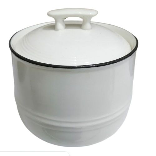Round Ceramic Spice Sugar Bowl Dish - White