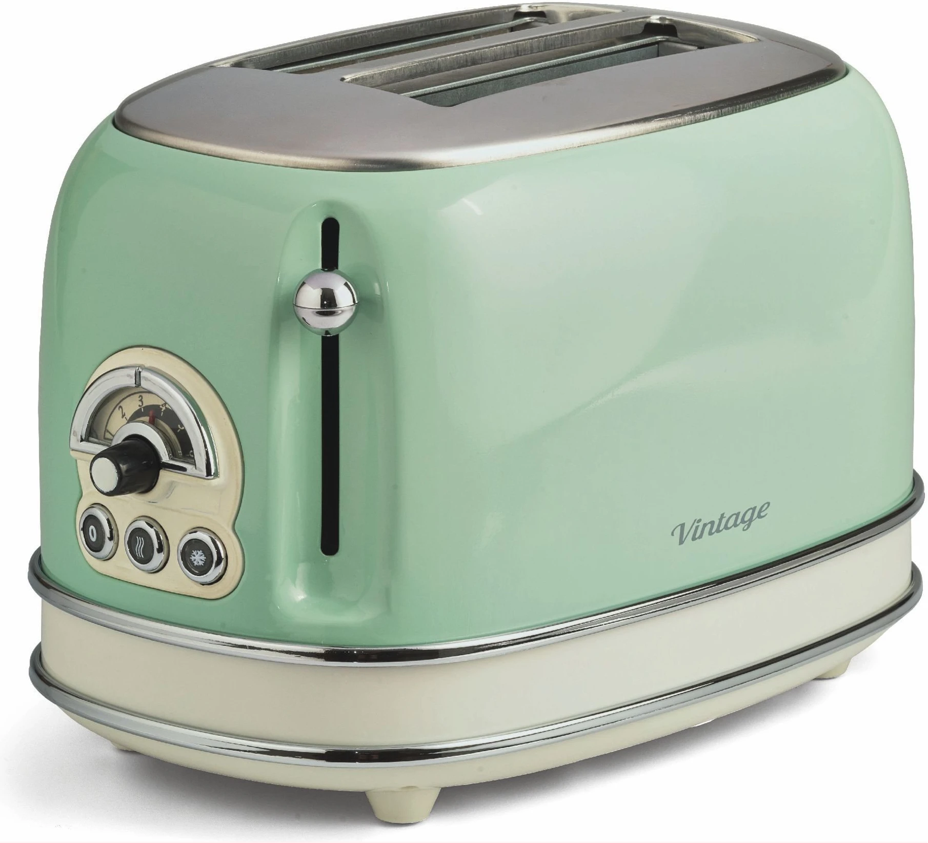 Ariete 0155 Retro Style 2 Slice Toaster, 6 Browning Levels and Removable Crumb Tray, Vintage Design, Green