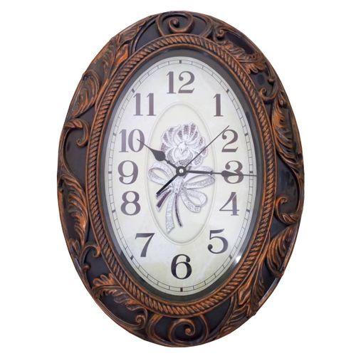 Large Oval Analog Wall Clock Watch - Brown