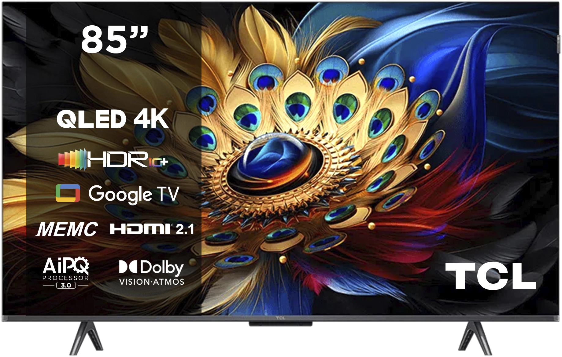 TCL 215 cm (85 inches) C655 Series 4K Ultra HD Smart QLED Google TV 85C655 (Black)