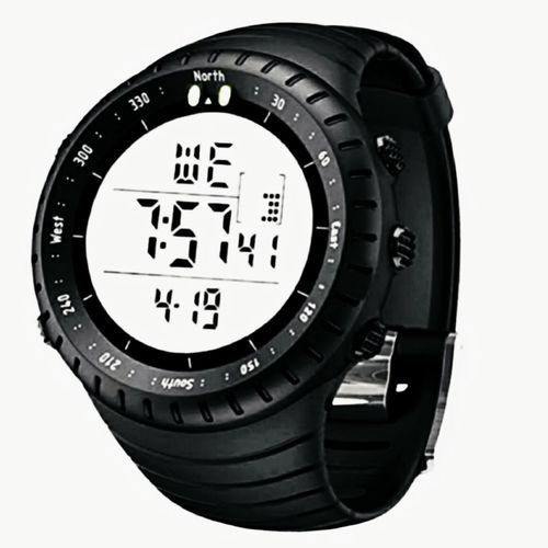 Men's Outdoor Sports Luminous Week Date Alarm Digital Wrist Watch - Black