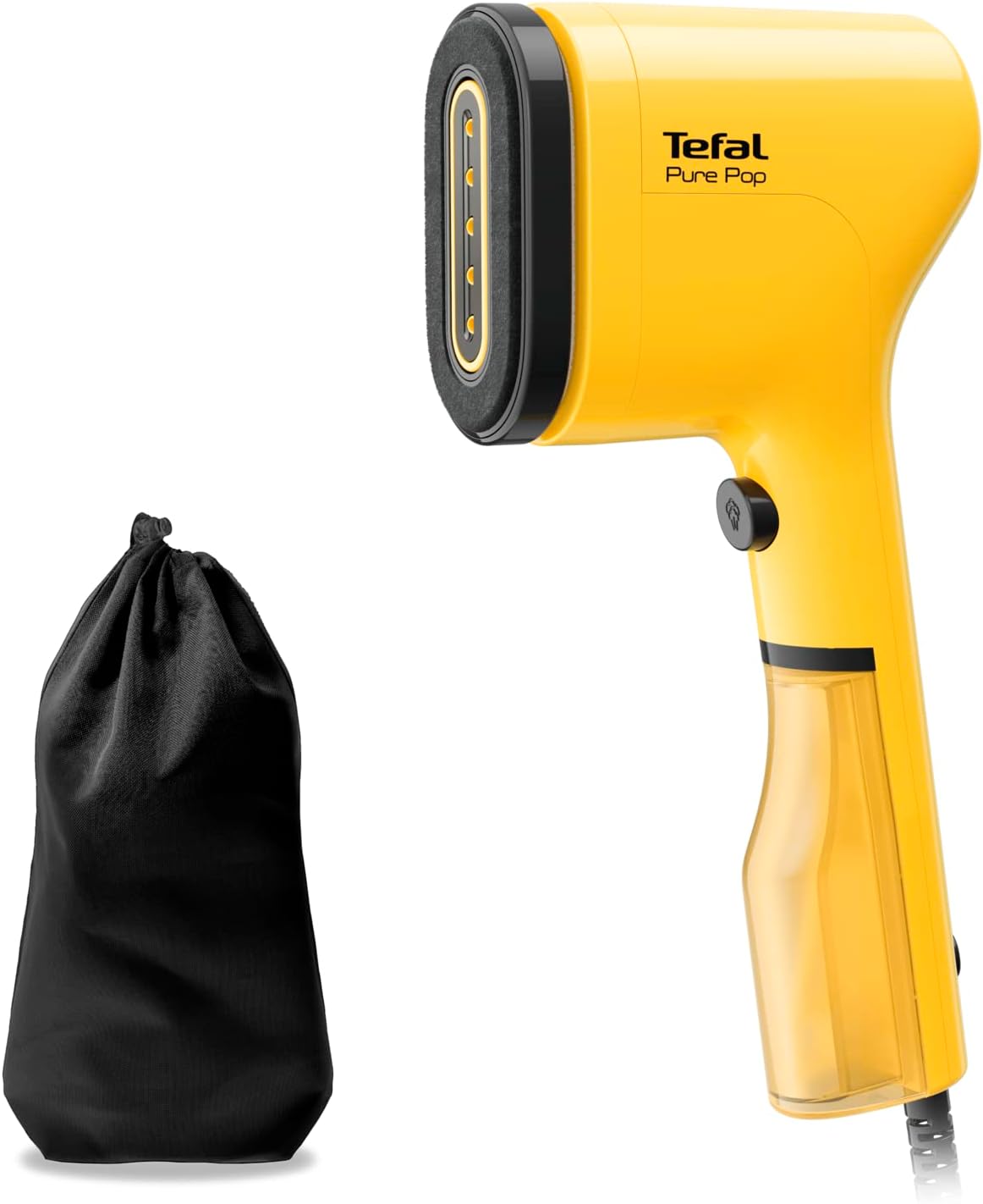 Tefal Pure Pop Slim Handheld Clothes Steamer, No Ironing Board Needed, Ready to Use in 15 Seconds, 70ml Detachable Water Tank, Travel Iron, Garment Steamer, Yellow, DT2026G0